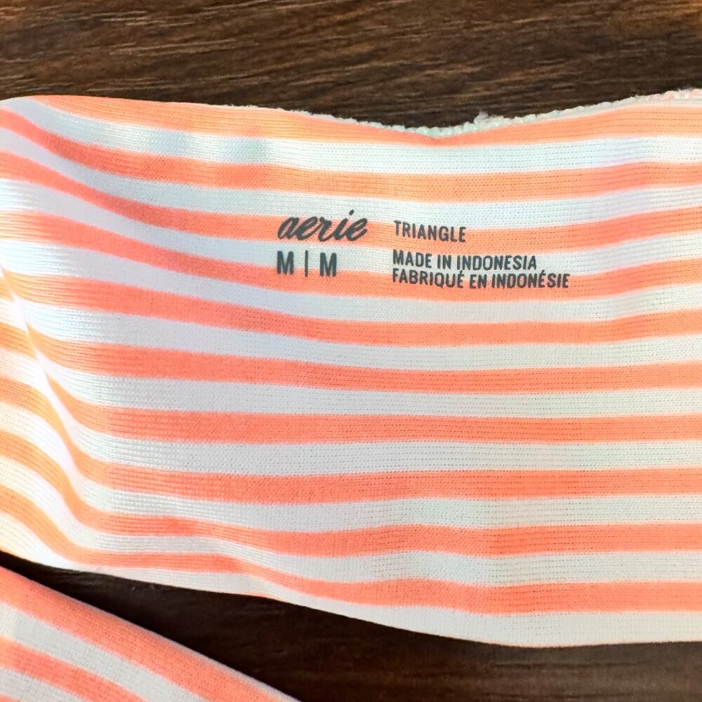 Aerie Orange Stripe MED‎ Ruffle Bikini Top LARGE Bottom Two Piece Swimsuit READ - Picture 2 of 13